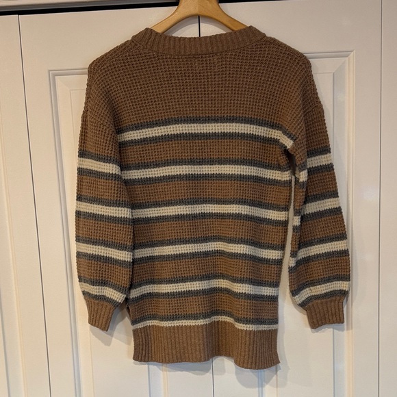 Pink Rose Brown and Gray Striped Sweater - Picture 5 of 9